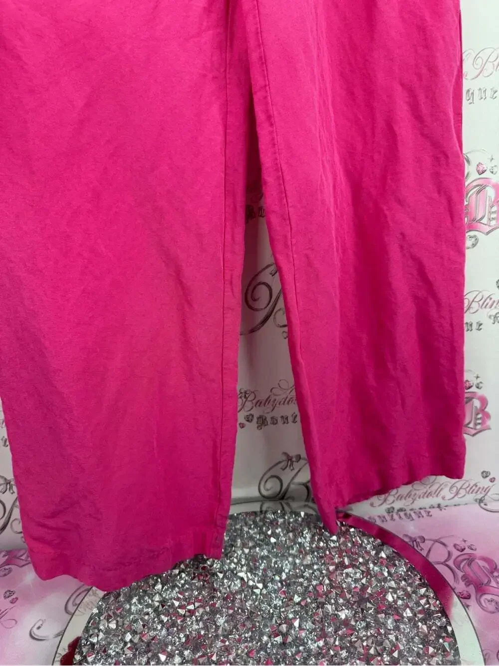 H&M linen pants pink bright Vibrant Fuchsia Maxi Skirt Pants